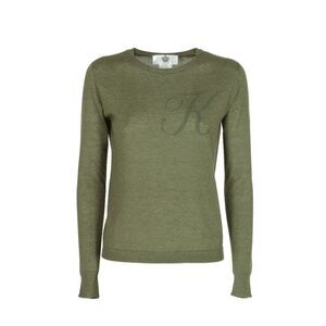 Crown of Edinburgh Cashmere Cashmere Pullover Sweater Long Sleeves Women Green